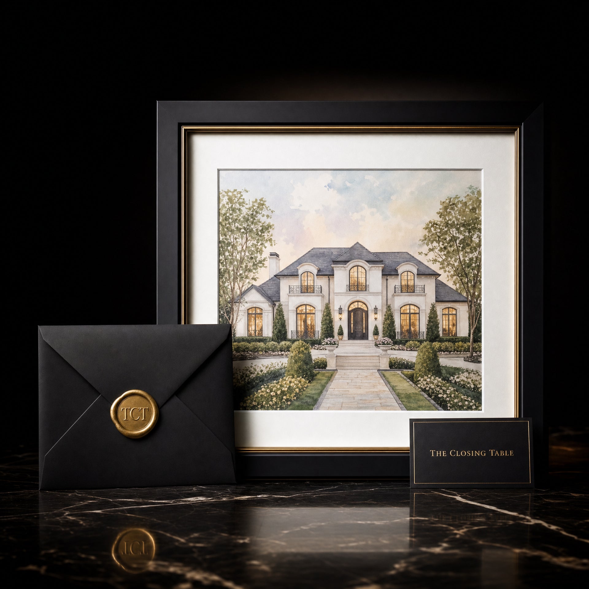 Custom Home Portrait — Watercolor — The Closing Table luxury closing gift